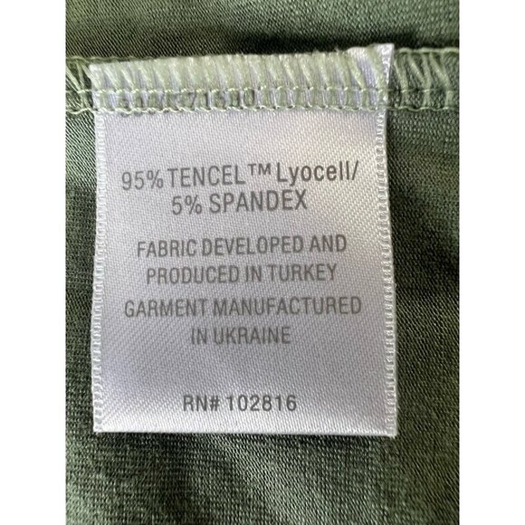 Garnet Hill Easy Wrap Knit Dress Green Floral SZ LG Autumn Stretch - Picture 7 of 10